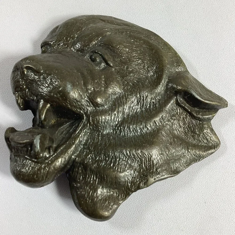 Vintage 1970s MBCI Mountain Lion Head Brasstone Belt Buckle